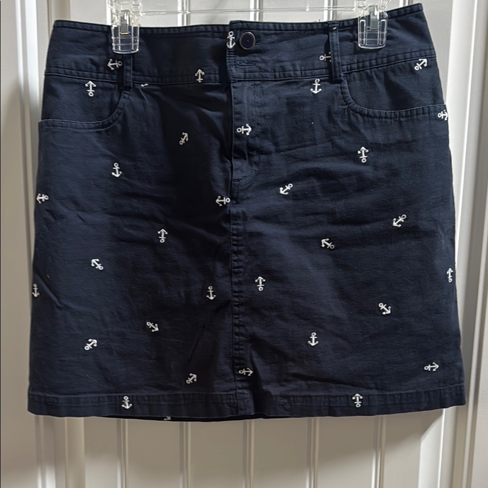 Nautical Black Skort with Anchor Embroidery